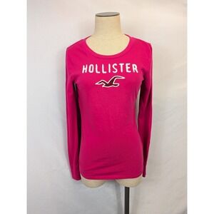 Hollister California Pink Long Sleeve Tee Size L Embroidered Logo Y2K Preppy
